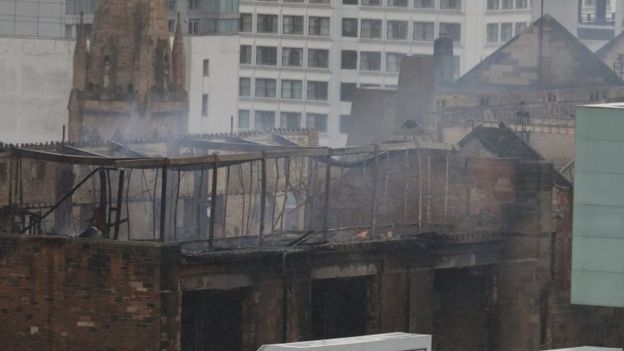 Burnt-out art school building