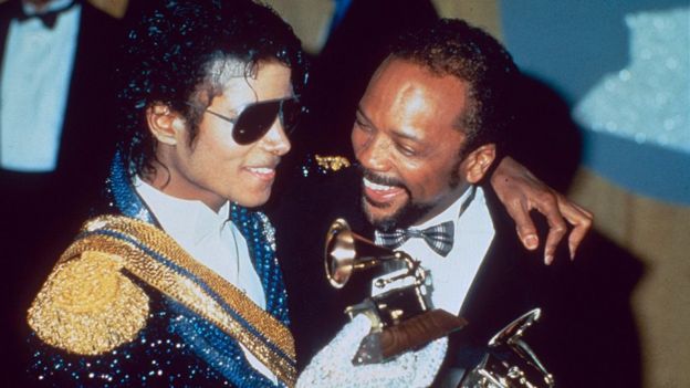 Michael Jackson and Quincy Jones at the Grammys in