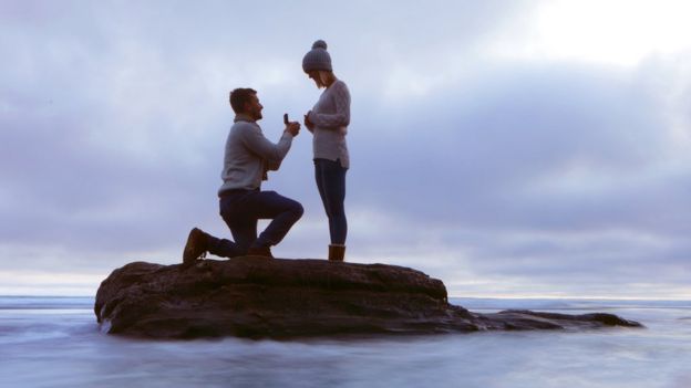 Hombre proponiendo matrimonio.