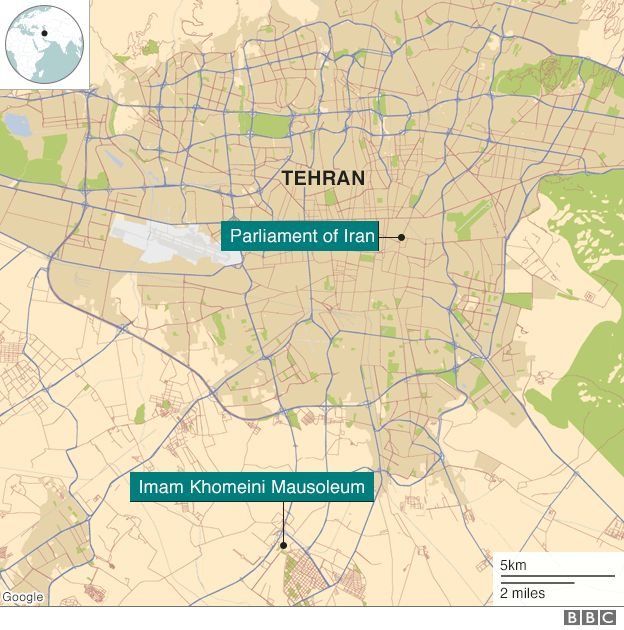 Ramani hakiki ya maeneo mjini Tehran