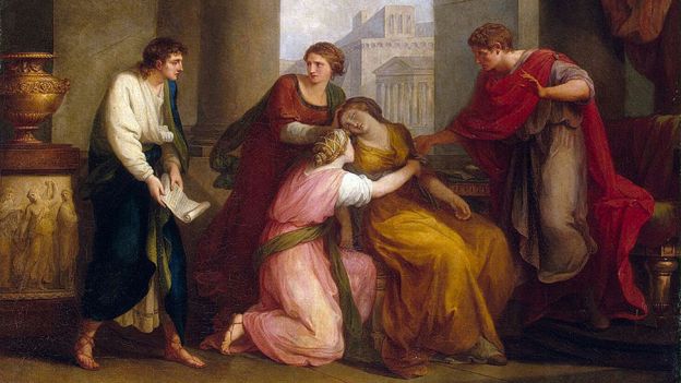"Virgilio leyendo la Eneida a Augusto y Octavia", pintado por Angelika Kauffmann, (1741-1807).