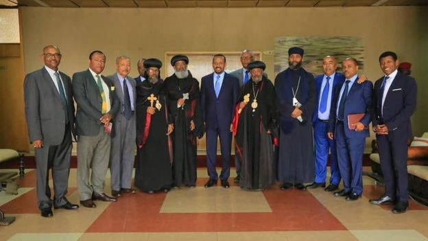ጠቅላይ ሚኒስትር ዐብይ አህመድ ከኢትዮጵያ ኦርቶዶክስ ተዋህዶ ቤተክርስቲያን የእምነት ልዑካን ጋር