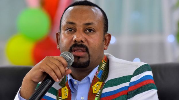 Ethiopian Prime Minister Abiy Ahmed addresses a crowd in the town of Bonga, Ethiopia, on 1 September 15, 2019