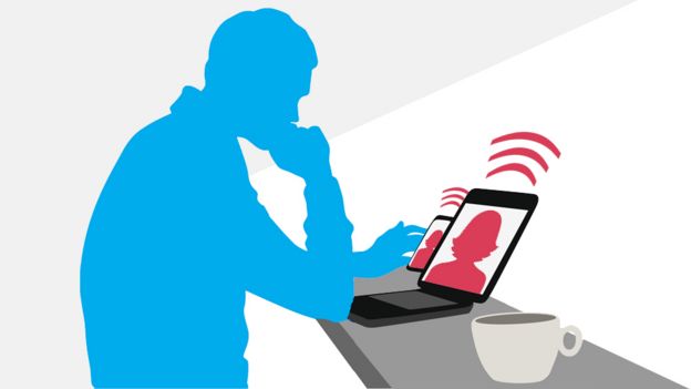 Ilustración de un hombre mirando un celular y tableta. (Imagen: iStock/BBC)