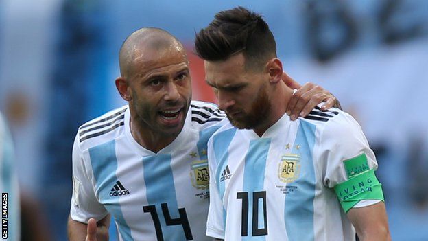 Mascherano and Messi at the 2018 World Cup