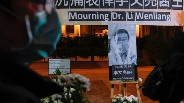 A vigil for the Chinese whistleblowing doctor Li Wenliang