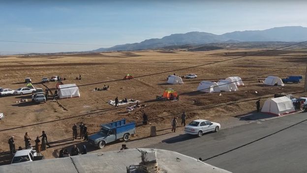 People in tents following Iran earthquake