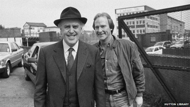 George Cole pictured as Arthur Daley with Dennis Waterman as Terry McCann, in a scene from the ITV drama Minder