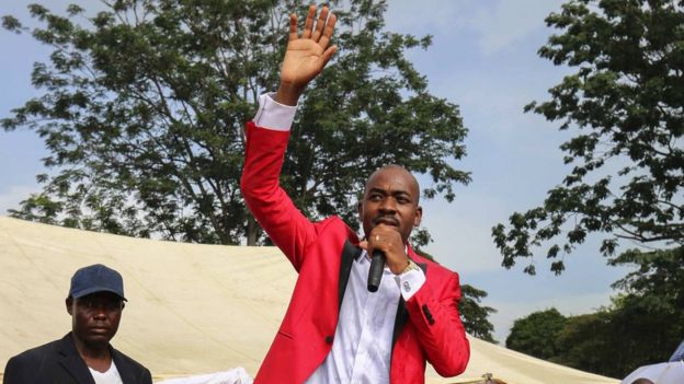 5 Movement For Democratic Change (MDC-T) new leader Nelson Chamisa (C) speaks to his supporters in Chinhoyi ,116 km west of Harare, Zimbabwe, 04 March 2018,