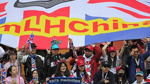 Fans at the 2019 Chinese Grand Prix in Shanghai, which was won by Lewis Hamilton