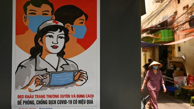 A coronavirus prevention poster in Hanoi, Vietnam
