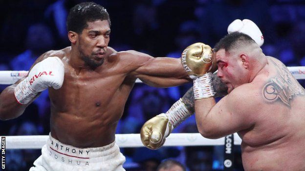 Anthony Joshua in action against Andy Ruiz Jr