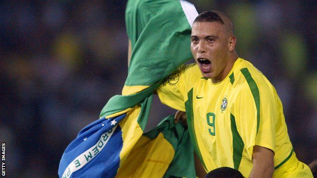 Ronaldo celebrates Brazil's 2002 win