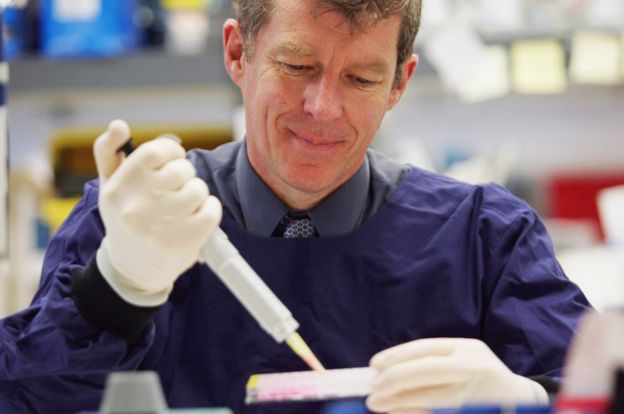 Professor Ian Frazer at work in a hospital laboratory