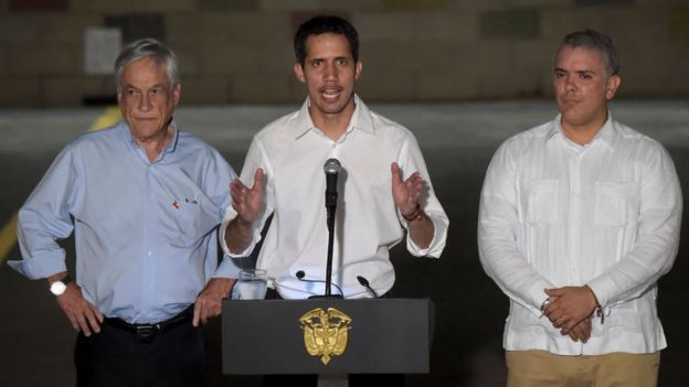 Sebastián Piñera, Juan Guaidó e Iván Duque.