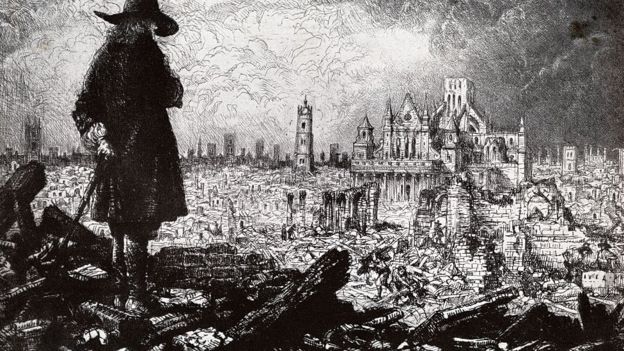 Лондон после чумы и пожара 1666 года. Иллюстрация
