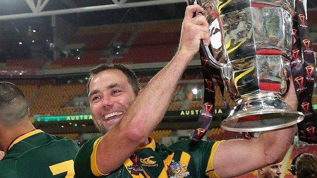 Australia's Cameron Smith holding the World Cup trophy