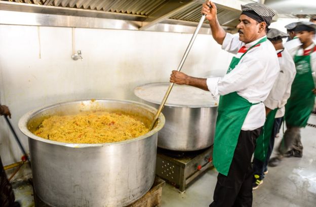Food being cooked at one of the centralised kitchens