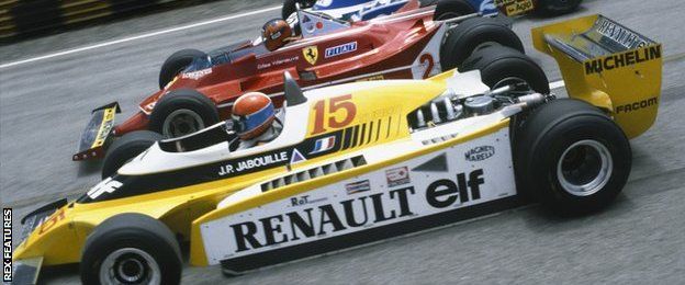 Jean-Pierre Jabouille, Gilles Villeneuve and Didier Pironi at Interlagos in 1980
