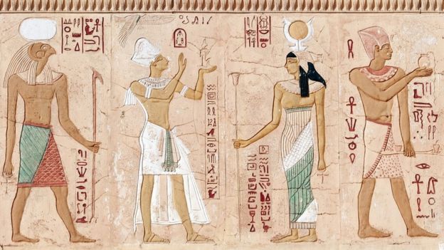 Pintura egípcia, com hieróglifos