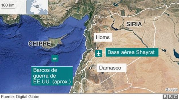 Mapa de la base aérea Al Shayrat