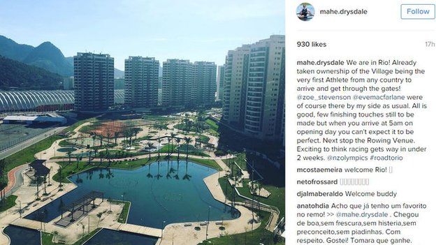 London 2012 rowing champion Mahe Drysdale said he was the first athlete to arrive at the Olympic Village and posted this picture on Instagram