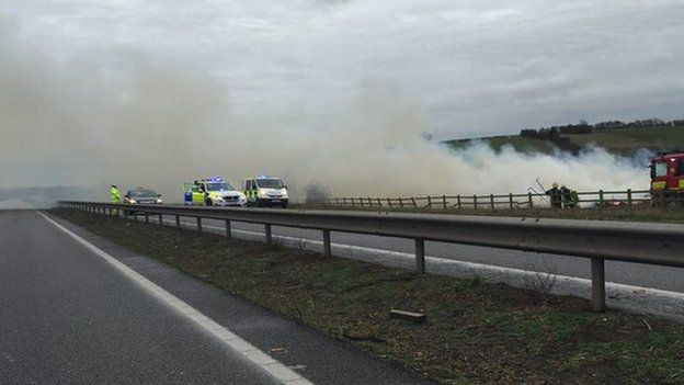 A14 Catworth fire