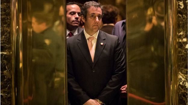 Michael Cohen in an elevator at Trump Tower