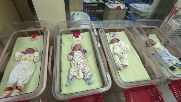 Quadruplet babies born on July 7 in a hospital on September 22, 2016