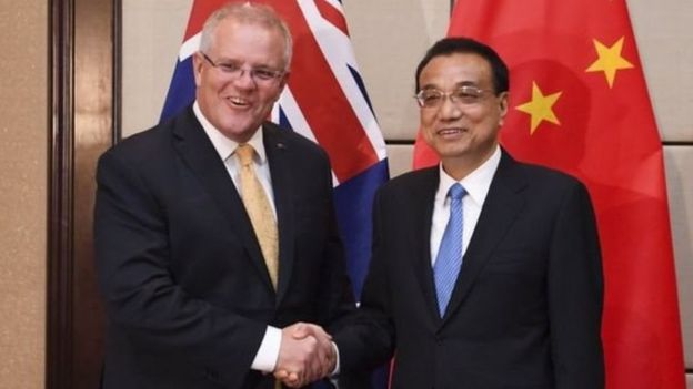 Ông Scott Morrison và Thủ tướng Trung Quốc Lý Khắc Cường