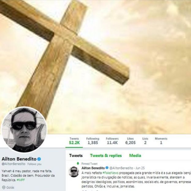 Reprodução do perfil de Ailton Benedito no Twitter
