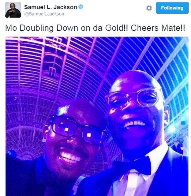 Mo Farah with Samuel L Jackson