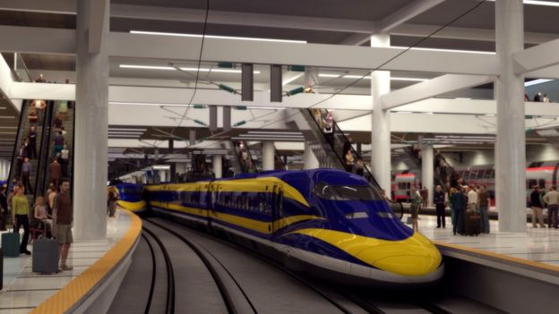 Una imagen proyectada en 3D del prototipo del tren
