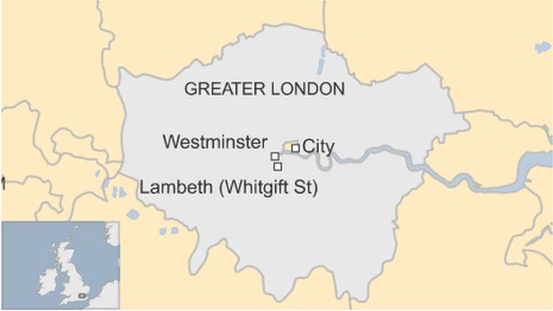 Map showing Lambeth riot