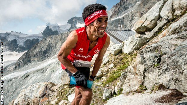 Zaid Ait Malek competing at a Skyrunning event in Switzerland