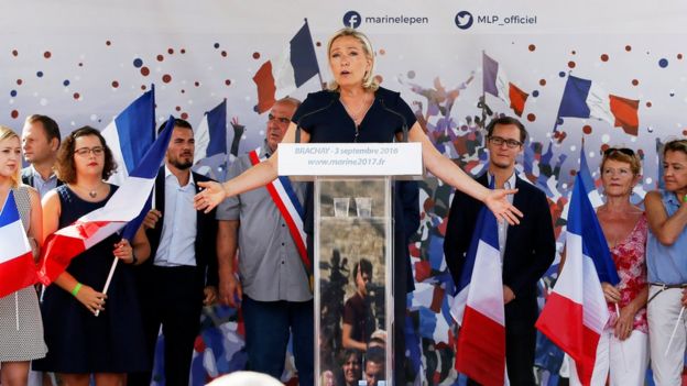 Marine Le Pen, la presidenta del Frente Nacional de Francia.