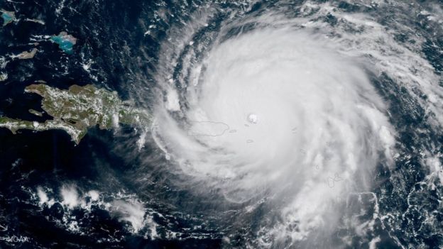 Image of Hurricane Irma approaching Puerto Rico as seen from space