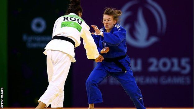 Kelly Edwards (right) in action at the European Games