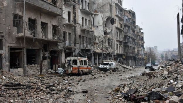 جانب من الدمار في سوريا جراء القصف