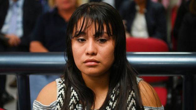 Salvadorean rape victim Evelyn Hernandez is seen prior to her hearing
