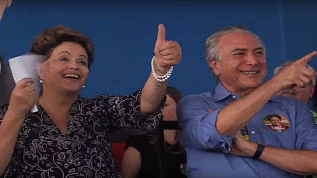 Dilma e Temer em campanha no interior de São Paulo em setembro de 2014