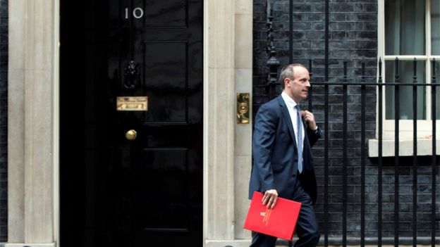 Dominic Raab in front of 10 Downing Street in November 2018