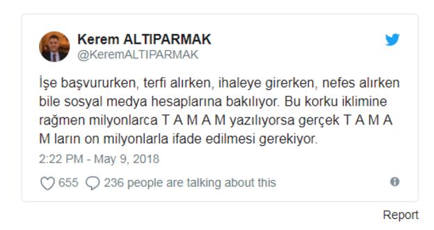 আইনজীবী কারিম আল্টিপারমাকের টুইট।