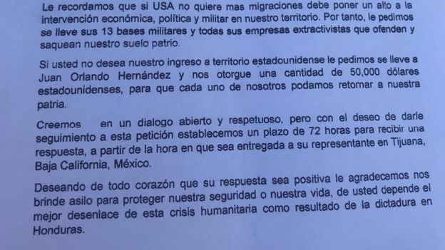 Un fragmento de la carta