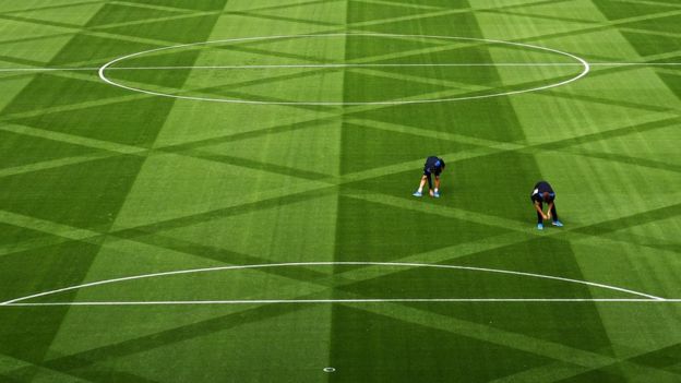 Campo en el estadio del Leicester City.