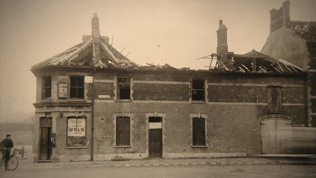 Clive St, Cardiff, in the aftermath of the Blitzkrieg