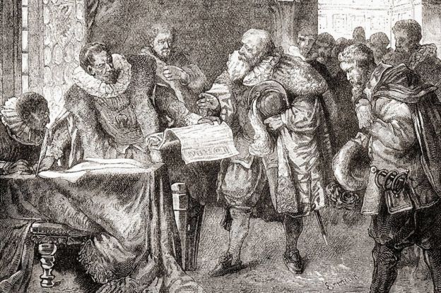 La firma de la Carta de Bohemia, también conocida como Carta de Majestad.