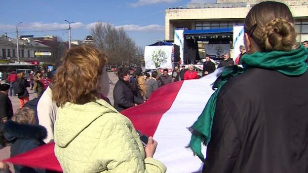 Pro-Russians in Simferopol