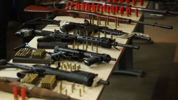 Armas e munições apreendidas pela polícia do Pará em 2018