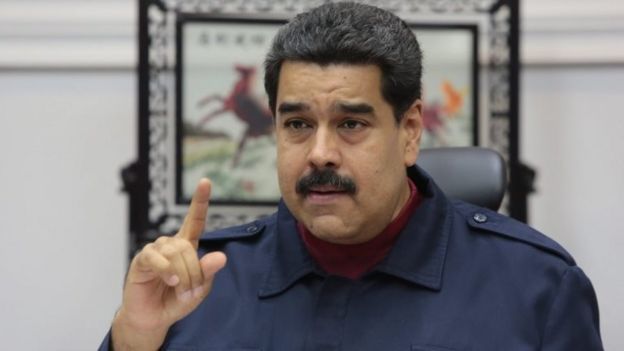 A handout photo released by Miraflores Presidential Palace on 24 March 2016 shows Venezuelan President Nicolas Maduro speaking during a ministers council meeting in Caracas, Venezuela, 23 March 2016.
